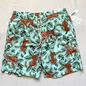 NEW Old Navy tiger print swim trunks large